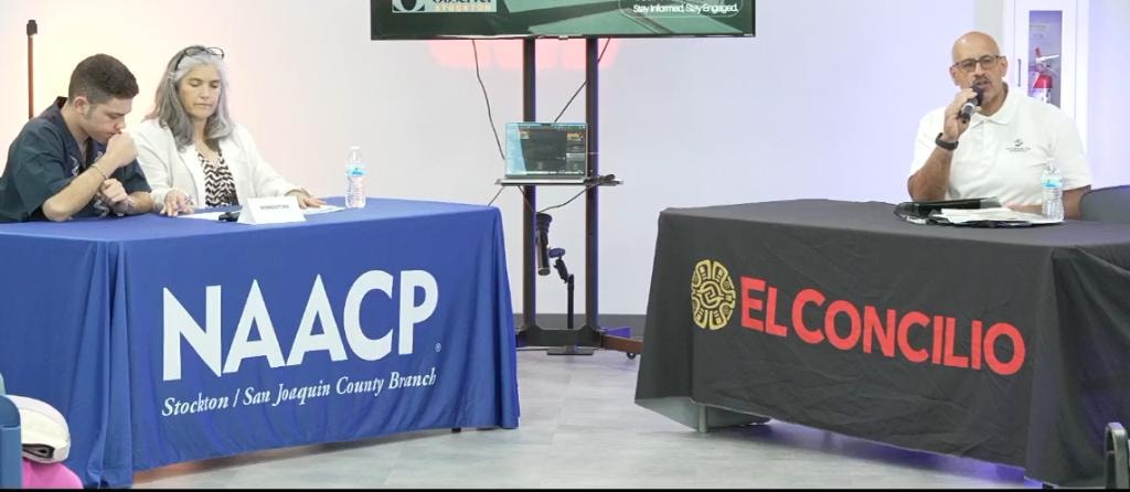 Dr. Tony Shah speaking at the 2026 Candidates General Election Forum hosted by NAACP Stockton Branch and El Concilio California